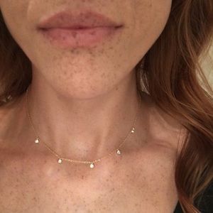 Sterling Silver Gold Plate Choker Diamond Necklace